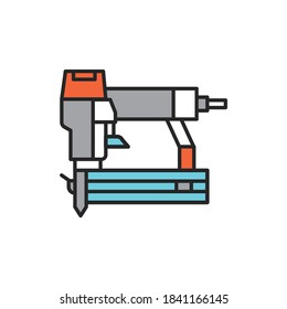 Icono de la línea de color de la pistola eléctrica. Pictograma para página web, aplicación móvil, promoción.