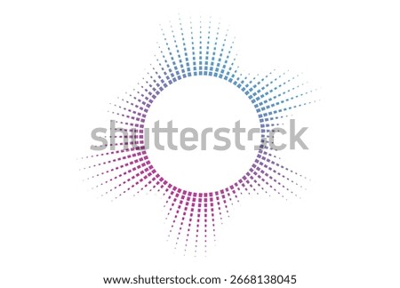 Electric neon circular design in rainbow palette. Abstract representation of sound waves or signal transmission. Vector illustration.