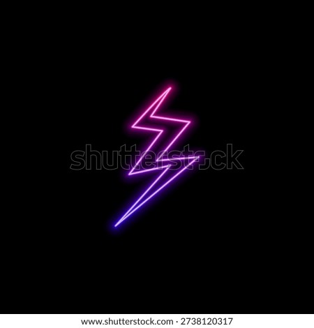 Electric Neon Lightning Bolt Line Icon for Technology.