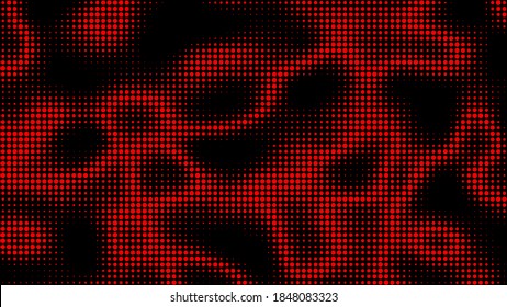 Electric neon waves filling the ether. Shimmering dots forming a pattern of smooth lines, bumps and depressions. Acid vector background for music album.