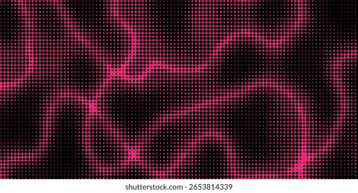 Electric neon waves filling the ether. Shimmering dots forming a pattern of smooth lines, bumps and depressions. Acid vector background for music album.
vector illustration