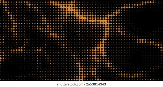 Electric neon waves filling the ether. Shimmering dots forming a pattern of smooth lines, bumps and depressions. Acid vector background for music album.
