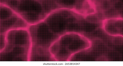 Electric neon waves filling the ether. Shimmering dots forming a pattern of smooth lines, bumps and depressions. Acid vector background for music album.
vector illustration