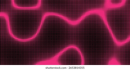Electric neon waves filling the ether. Shimmering dots forming a pattern of smooth lines, bumps and depressions. Acid vector background for music album.
vector illustration