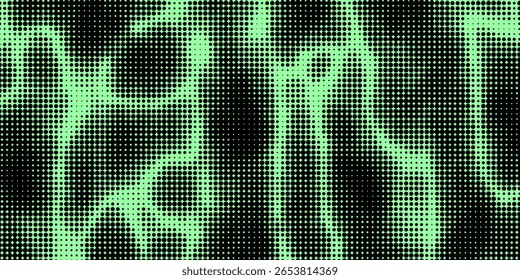 Electric neon waves filling the ether. Shimmering dots forming a pattern of smooth lines, bumps and depressions. Acid vector background for music album.
vector background