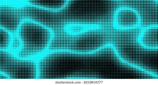 Electric neon waves filling the ether. Shimmering dots forming a pattern of smooth lines, bumps and depressions. Acid vector background for music album.
vector illustration