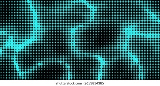 Electric neon waves filling the ether. Shimmering dots forming a pattern of smooth lines, bumps and depressions. Acid vector background for music album.
vector illustration