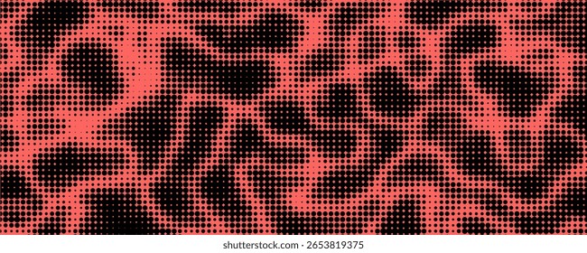 Electric neon waves filling the ether. Shimmering dots forming a pattern of smooth lines, bumps and depressions. 