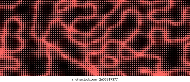 Electric neon waves filling the ether. Shimmering dots forming a pattern of smooth lines, bumps and depressions. 