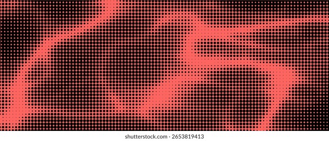 Electric neon waves filling the ether. Shimmering dots forming a pattern of smooth lines, bumps and depressions. 