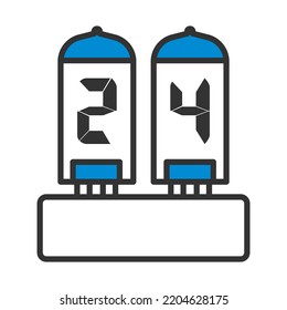 Electric Numeral Lamp Icon. Editable Bold Outline With Color Fill Design. Vector Illustration.