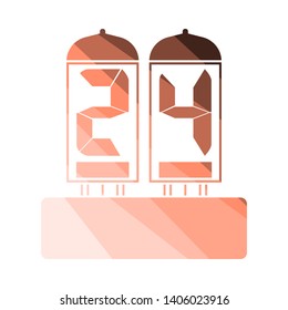 Electric Numeral Lamp Icon. Flat Color Ladder Design. Vector Illustration.