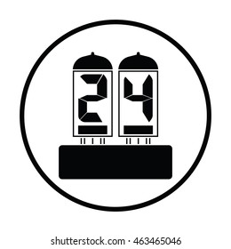 Electric numeral lamp icon. Thin circle design. Vector illustration.