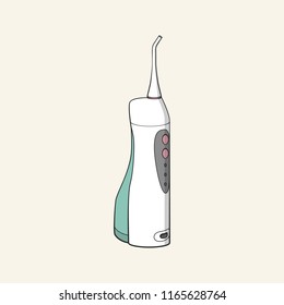 Electric oral irrigator, water flosser. Vector illustration.