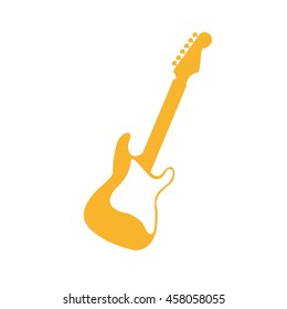 Electric orange Guitar icon on white background 