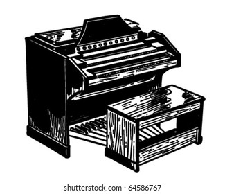 Electric Organ - Retro Clipart Illustration