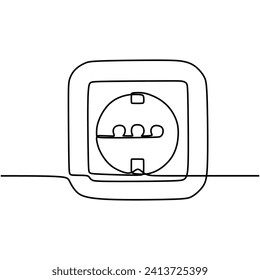 Electric outlet in continuous one line art drawing. Minimalist vector illustration electrical object. Editable stroke single outline.