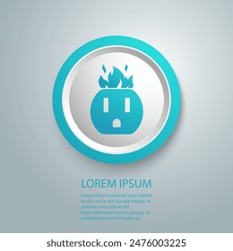 Electric outlet fire icon in modern flat sign