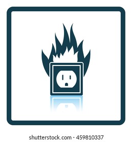 Electric outlet fire icon. Shadow reflection design. Vector illustration.