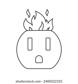 Electric outlet fire line icon in modern flat sign
