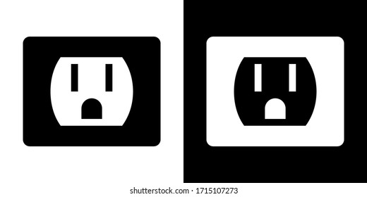 Electric Outlet. Glyph Icon in White and Black Version.