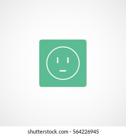 Electric Outlet Green Flat Icon On White Background