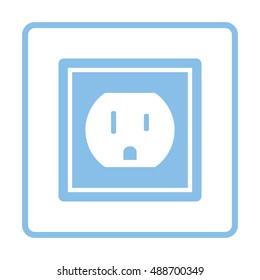 Electric outlet icon. Blue frame design. Vector illustration.