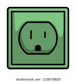 Electric Outlet Icon. Editable Bold Outline With Color Fill Design. Vector Illustration.