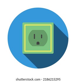 Electric outlet icon. Flat color design.  Vector illustration.