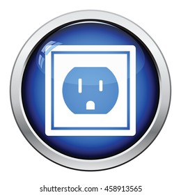 Electric outlet icon. Glossy button design. Vector illustration.