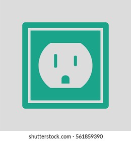 Electric outlet icon. Gray background with green. Vector illustration.