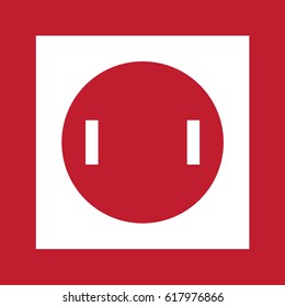Electric outlet icon on red background