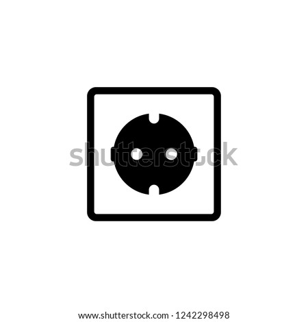 Electric outlet icon. White background with shadow design. Vector illustration.
