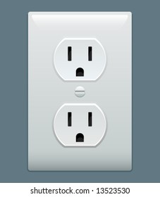 Electric outlet illustration on blue gray background