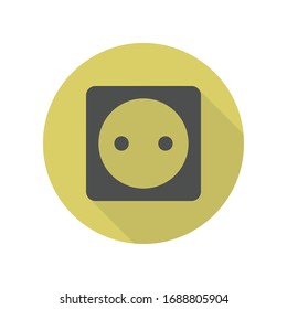 electric outlet long shadow icon. Simple glyph, flat vector of web icons for ui and ux, website or mobile application