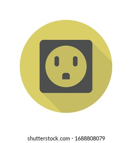 electric outlet long shadow icon. Simple glyph, flat vector of web icons for ui and ux, website or mobile application