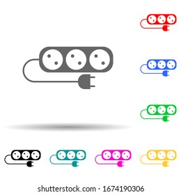 icono de toma eléctrica de varios colores. Línea delgada simple, contorno vectorial de iconos web para ui y ux, sitio web o aplicación móvil