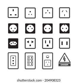 Electric outlet and plug icon