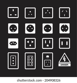 Electric outlet and plug icon