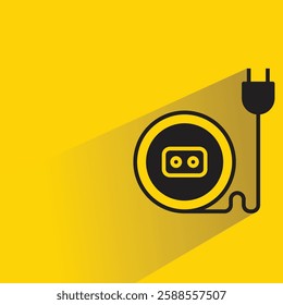 electric outlet and plug icon with shadow on yellow background
