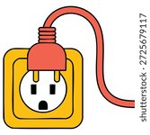Electric outlet power socket isolated vector illustration on white background