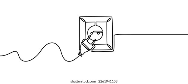 Dibujo de forma Salida eléctrica por línea continua, ilustración vectorial de diseño de línea delgada