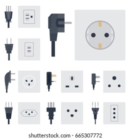 Electric outlet vector illustration energy socket electrical outlets plugs european appliance interior icon.
