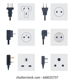 Electric outlet vector illustration energy socket electrical outlets plugs european appliance interior icon.