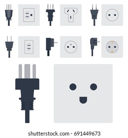 Electric outlet vector illustration energy socket electrical outlets plugs european appliance interior icon.
