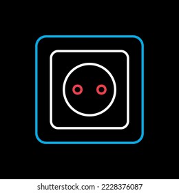 Electric outlet vector on dark background icon. Construction, repair and building. Graph symbol for your web site design, logo, app, UI