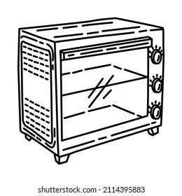 Electric Oven Part of Electronic for Kitchen and Washing Device Hand Drawn Icon Set Vector.
