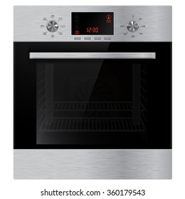 Electric oven Vector  isolated on white background. Transparent glass window.