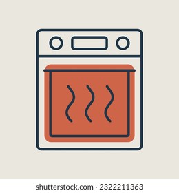 Electric oven vector kitchen icon. Graph symbol for cooking web site design, logo, app, UI