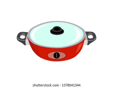 Electric pan isolated on white background.